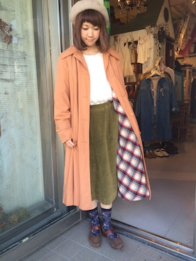 「RAINBOW（レインボー）のアイテム」を使った、古着屋RAINBOWさん（レディース・153cm）の秋コーディネート