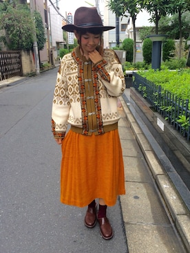 「RAINBOW（レインボー）のアイテム」を使った、古着屋RAINBOWさん（レディース・153cm）の秋コーディネート