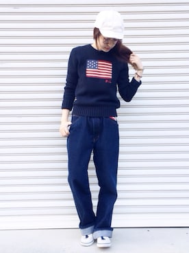 「ラルフローレン」｜古着屋RAINBOWさん（レディース・164cm）の冬コーディネート