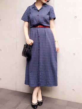 「VINTAGE（ヴィンテージ）のアイテム（ワンピース）」を使った、古着屋RAINBOWさん（レディース・155cm）の夏コーディネート