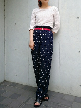「VINTAGE（ヴィンテージ）のアイテム（その他パンツ）」を使った、古着屋RAINBOWさん（レディース・156cm）の夏コーディネート