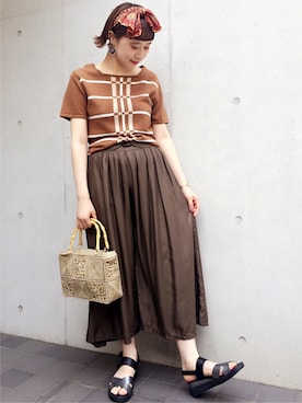 「VINTAGE（ヴィンテージ）のアイテム（その他パンツ）」を使った、古着屋RAINBOWさん（レディース・155cm）の夏コーディネート