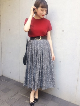 「VINTAGE（ヴィンテージ）のアイテム（スカート）」を使った、古着屋RAINBOWさん（レディース・155cm）の夏コーディネート