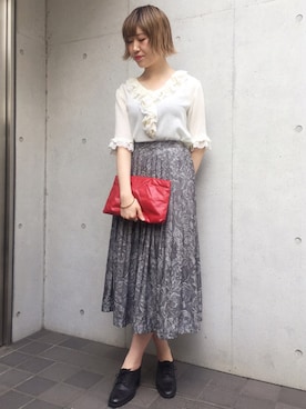 「VINTAGE（ヴィンテージ）のアイテム（スカート）」を使った、古着屋RAINBOWさん（レディース・155cm）の夏コーディネート