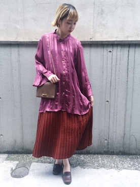 「VINTAGE（ヴィンテージ）のアイテム（スカート）」を使った、古着屋RAINBOWさん（レディース・155cm）の夏コーディネート