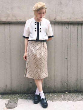 「VINTAGE（ヴィンテージ）のアイテム（スカート）」を使った、古着屋RAINBOWさん（レディース・155cm）の夏コーディネート