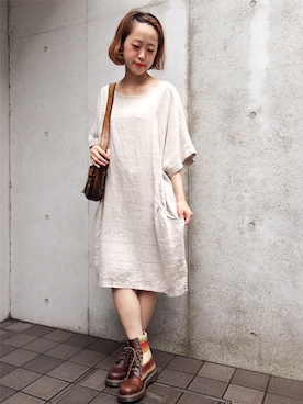 「VINTAGE（ヴィンテージ）のアイテム（ワンピース/ドレス）」を使った、古着屋RAINBOWさん（レディース・155cm）の夏コーディネート