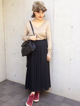 「VINTAGE（ヴィンテージ）のアイテム（スカート）」を使った、古着屋RAINBOWさん（レディース・155cm）の秋コーディネート