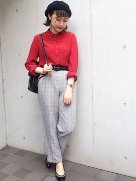 「VINTAGE（ヴィンテージ）のアイテム（その他パンツ）」を使った、古着屋RAINBOWさん（レディース・155cm）の秋コーディネート