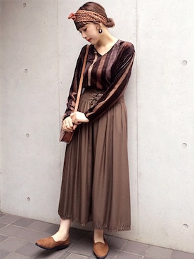 「ガウチョパンツ」｜古着屋RAINBOWさん（レディース・155cm）の秋コーディネート