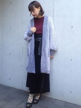 「VINTAGE（ヴィンテージ）のアイテム（カーディガン/ボレロ）」を使った、古着屋RAINBOWさん（レディース・155cm）の秋コーディネート