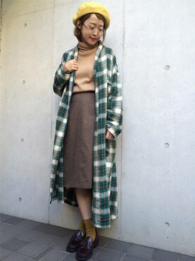 「VINTAGE（ヴィンテージ）のアイテム（スカート）」を使った、古着屋RAINBOWさん（レディース・155cm）の秋コーディネート