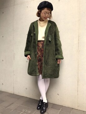 「VINTAGE（ヴィンテージ）のアイテム（スカート）」を使った、古着屋RAINBOWさん（レディース・155cm）の秋コーディネート