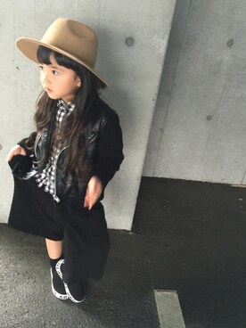 「子供服」｜「アイテム（ライダースジャケット）」を使った、SANAさん（キッズ・110cm）の秋コーディネート