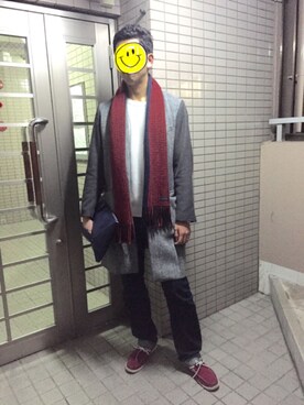 「SENSE OF PLACE by URBAN RESEARCH（センスオブプレイスバイアーバンリサーチ）のアイテム（チェスターコート、グレー系）」を使った、ｙｕさん（メンズ・182cm）の冬コーディネート