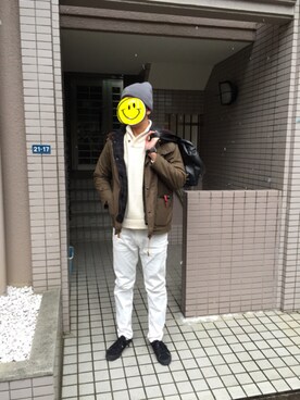 「CIAOPANIC（チャオパニック）の【Ciaopanic】ミラレイン4WAYフィールドコート（ミリタリージャケット、グリーン系）」を使った、ｙｕさん（メンズ・182cm）の冬コーディネート