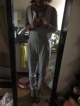 「アイテム（つなぎ/オールインワン、グレー系）」を使った、nalumiさん（レディース・159cm）の春コーディネート