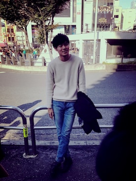 「TOPMAN（トップマン）のアイテム（ニット/セーター）」を使った、kohhheeeさん（メンズ・180cm）の秋コーディネート