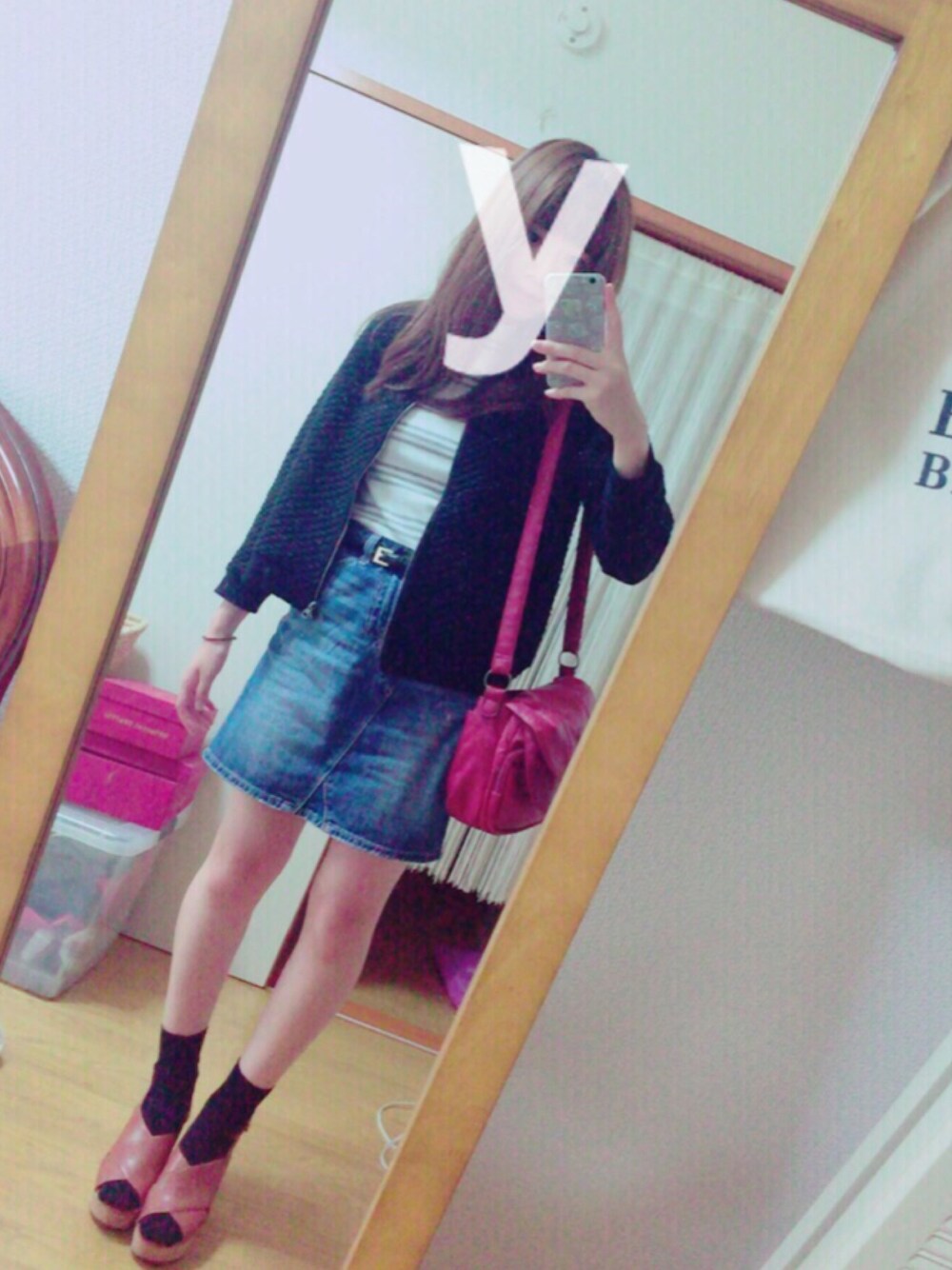 「used、LOWRYS FARM、SENSEOFPLACE、ORiental TRaffic(ORiental TRaffic)、socks、インスタイル、TODAYFUL、TOKYO、くつした×サンダル、靴下屋」｜「no brandの赤ショルダー （ショルダーバッグ、レッド系）」を使った、uさん（レディース・160cm）の夏コーディネートの1枚目の写真