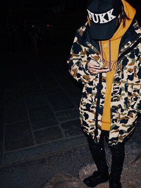 「Bape」｜「アイテム（財布/小物）」を使った、Sandanさん（メンズ・168cm）の冬コーディネート