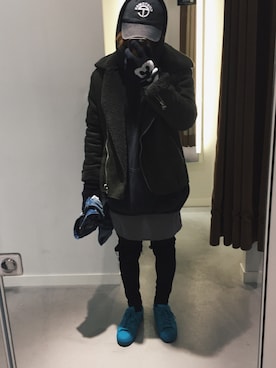 「Y-3（ワイスリー）のアイテム（アクセサリー）」を使った、Sandanさん（メンズ・168cm）の冬コーディネート