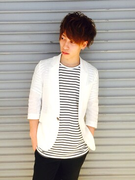 「GOSTAR DE FUGA（ゴスタール ジフーガ）のアイテム（テーラードジャケット）」を使った、masato nakaiさん（メンズ・175cm）の春コーディネート