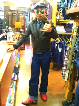 「The Flat Head（ザ・フラットヘッド）のアイテム（帽子）」を使った、まーくんさん（メンズ・175cm）の冬コーディネート
