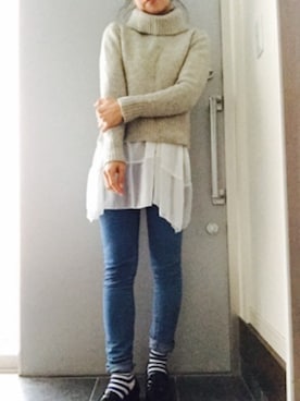 「coca（ANDEX shoes product）（コカ）のアイテム（タンクトップ）」を使った、サオルさん（レディース・153cm）の秋コーディネート