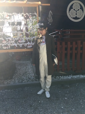 「オックスフォードシューズ」｜「アイテム（オールインワン・サロペット）」を使った、サオルさん（レディース・153cm）の冬コーディネート