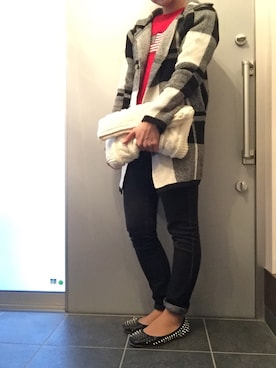「ペタンコ靴」｜「アイテム（その他アウター）」を使った、サオルさん（レディース・153cm）の冬コーディネート