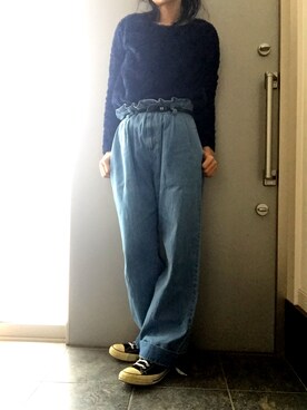 「shuca（シュカ）のアイテム（パンツ）」を使った、サオルさん（レディース・153cm）の冬コーディネート