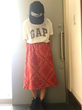 「SSUR（サー）のアイテム（キャップ）」を使った、サオルさん（レディース・153cm）の夏コーディネート