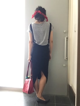 「バンダナ巻き」｜サオルさん（レディース・153cm）の夏コーディネート