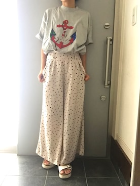 「MCM（エムシーエム）のアイテム（Tシャツ/カットソー）」を使った、サオルさん（レディース・153cm）の夏コーディネート