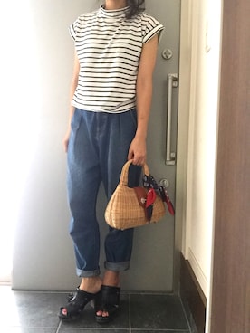 「バンダナ巻き」｜サオルさん（レディース・153cm）の夏コーディネート