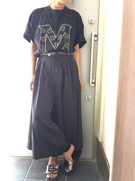 「MCM（エムシーエム）のアイテム（Tシャツ/カットソー）」を使った、サオルさん（レディース・154cm）の夏コーディネート