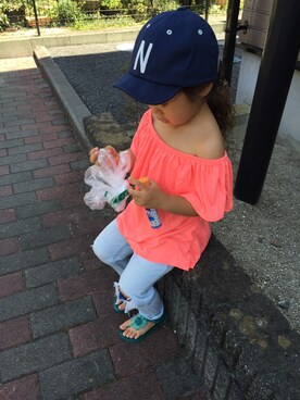 「ドラフトGAP」｜「アイテム（キャップ）」を使った、emiriさん（キッズ・90cm）の夏コーディネート