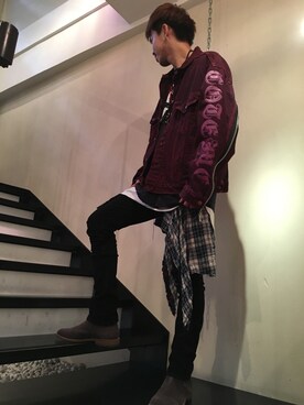 「REPRESENT（リプレゼント）のアイテム（シューズ）」を使った、motohisaさん（メンズ・175cm）の夏コーディネート