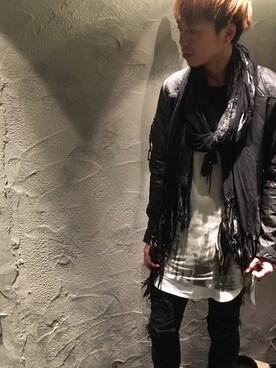 「KMRii」｜「アイテム（ライダースジャケット）」を使った、motohisaさん（メンズ・175cm）の夏コーディネート