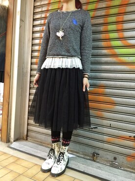 「N2（エヌドゥ）のアイテム」を使った、Kathy Kanさん（レディース・164cm）の冬コーディネート