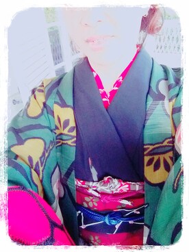 「アイテム（浴衣、グリーン系）」を使った、chiyonさん（レディース・161cm）の冬コーディネート