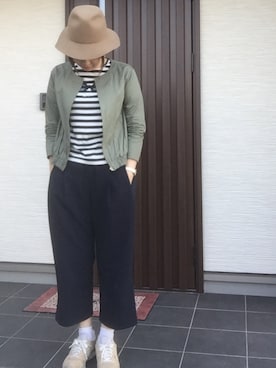 「LUCA/LADY LUCK LUCA（ルカ/レディラックルカ）のアイテム（ノーカラージャケット）」を使った、ぐっさんさん（レディース・166cm）の秋コーディネート