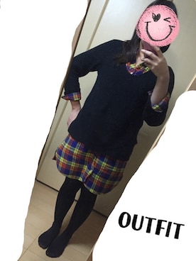 「黒ニット」｜Maaaa♡♡さん（レディース・168cm）の冬コーディネート