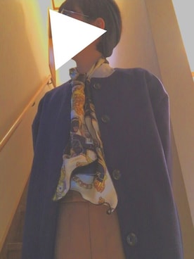 「DETAILS（ディテールズ）のアイテム（ノーカラージャケット）」を使った、L___さん（レディース・156cm）の秋コーディネート