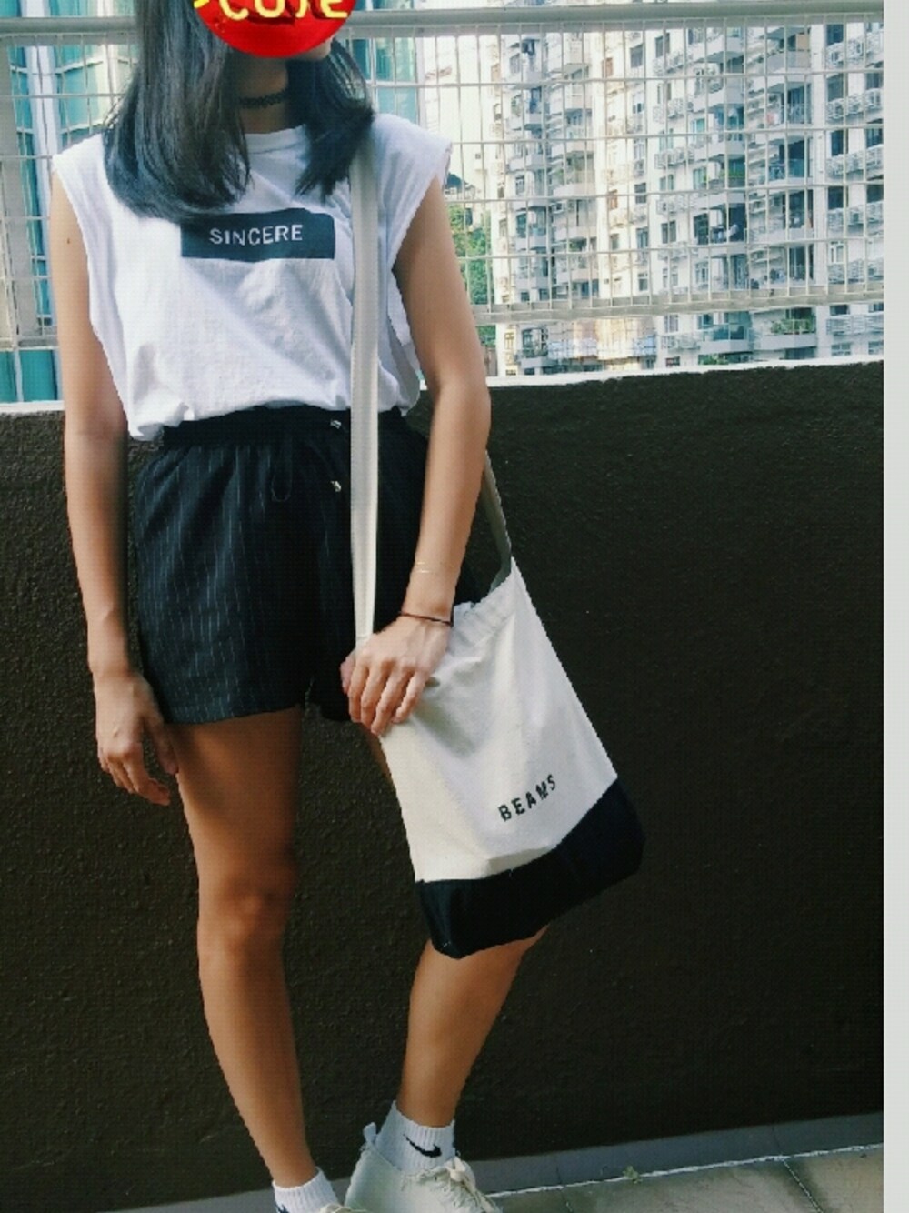 「여름、방학、데일리코디、WEAR、wearista、summer、monochrome、korea」｜「3.3 Field Trip のアイテム（パンツ、ブラック系）」を使った、brgさん（レディース・162cm）の夏コーディネートの1枚目の写真