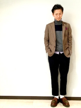 「ウールパンツ」｜「アイテム（ジャケット/アウター）」を使った、uedamitsuruさん（メンズ・168cm）の冬コーディネート