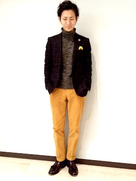 「BEAMS F（ビームスエフ）のアイテム」を使った、uedamitsuruさん（メンズ・168cm）の冬コーディネート