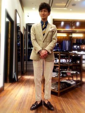 「アイテム（テーラードジャケット）」を使った、uedamitsuruさん（メンズ・168cm）の夏コーディネート