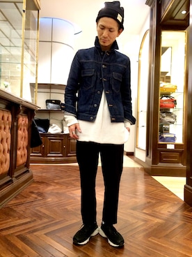 「A.P.C.（アーペーセー）のアイテム（ニットキャップ/ビーニー）」を使った、uedamitsuruさん（メンズ・168cm）の冬コーディネート