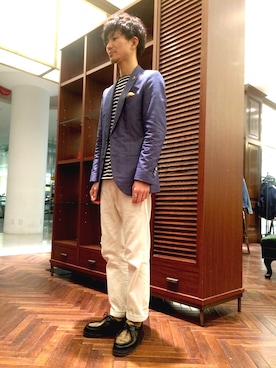 「ショールカラー」｜「アイテム（テーラードジャケット）」を使った、uedamitsuruさん（メンズ・168cm）の冬コーディネート